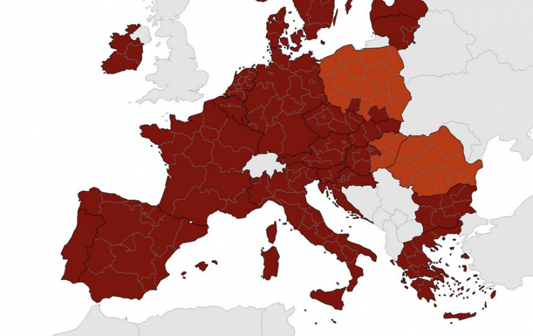 ECDC objavio novu koronakartu: Skoro cijela Europa u tamnocrvenom 