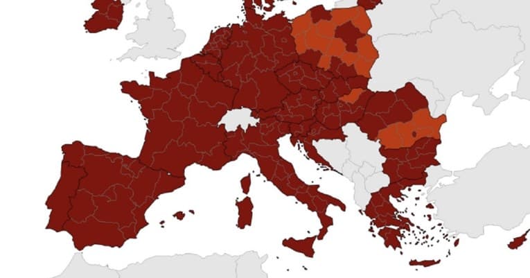 Objavljena najnovija korona-karta EU, tamno se crveni