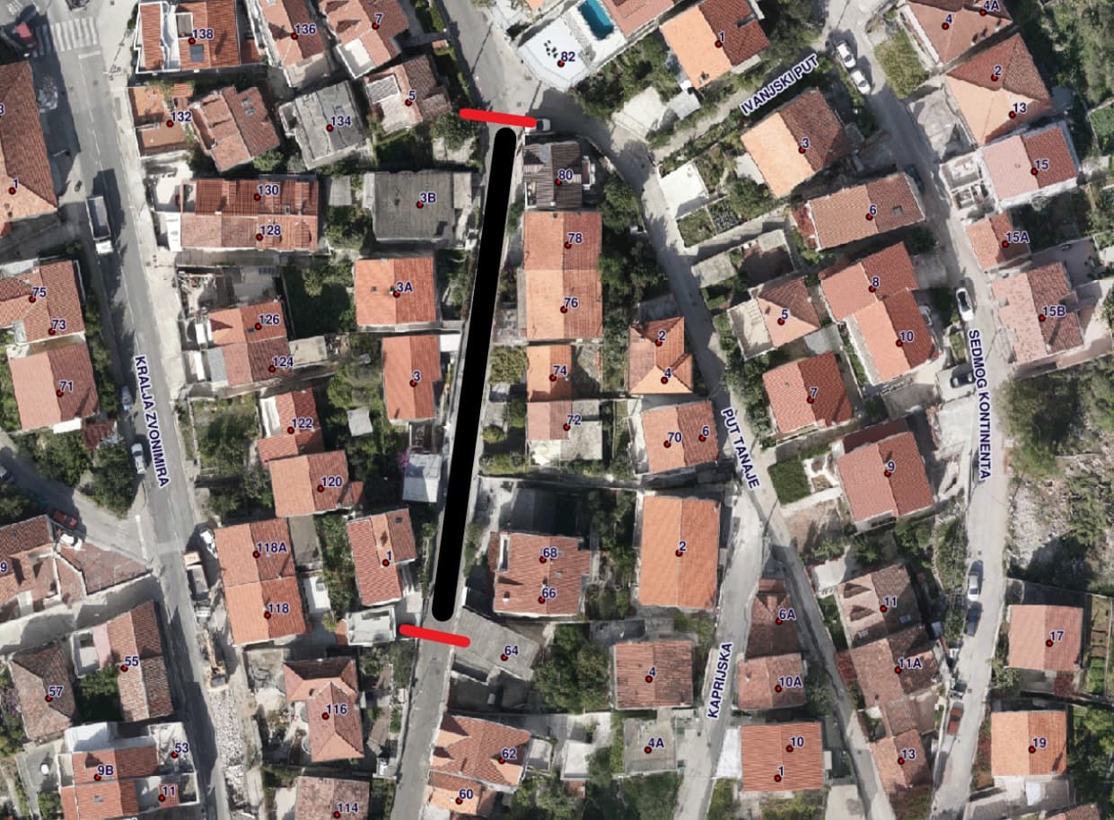 Dio Stare ceste u Šibeniku bit će tri dana zatvoren za promet