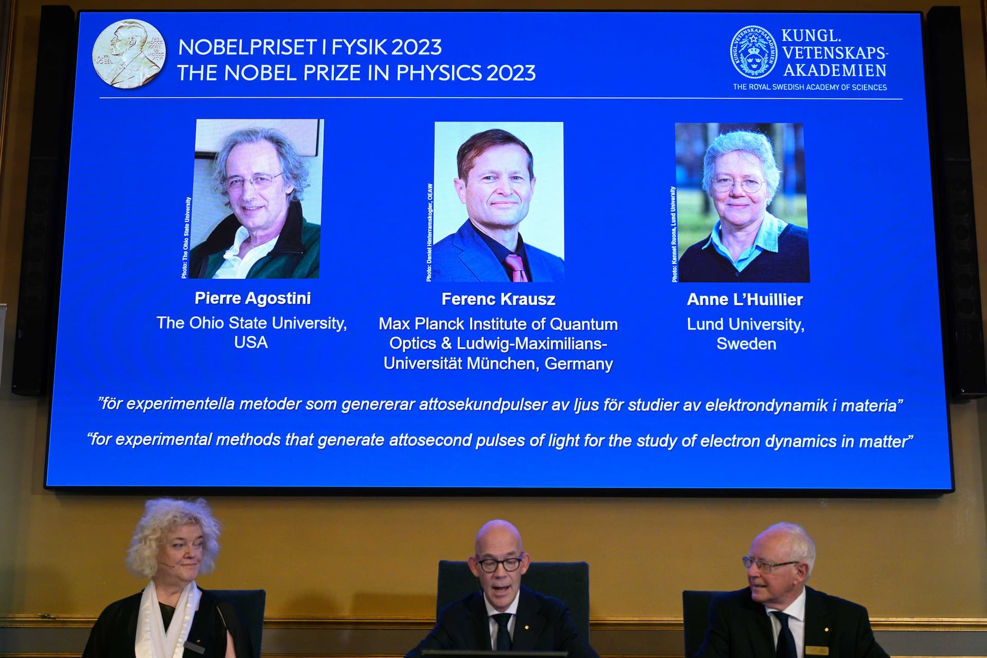Agostini, Krausz i L'Huillier dobitnici Nobelove nagrade za fiziku 2023.