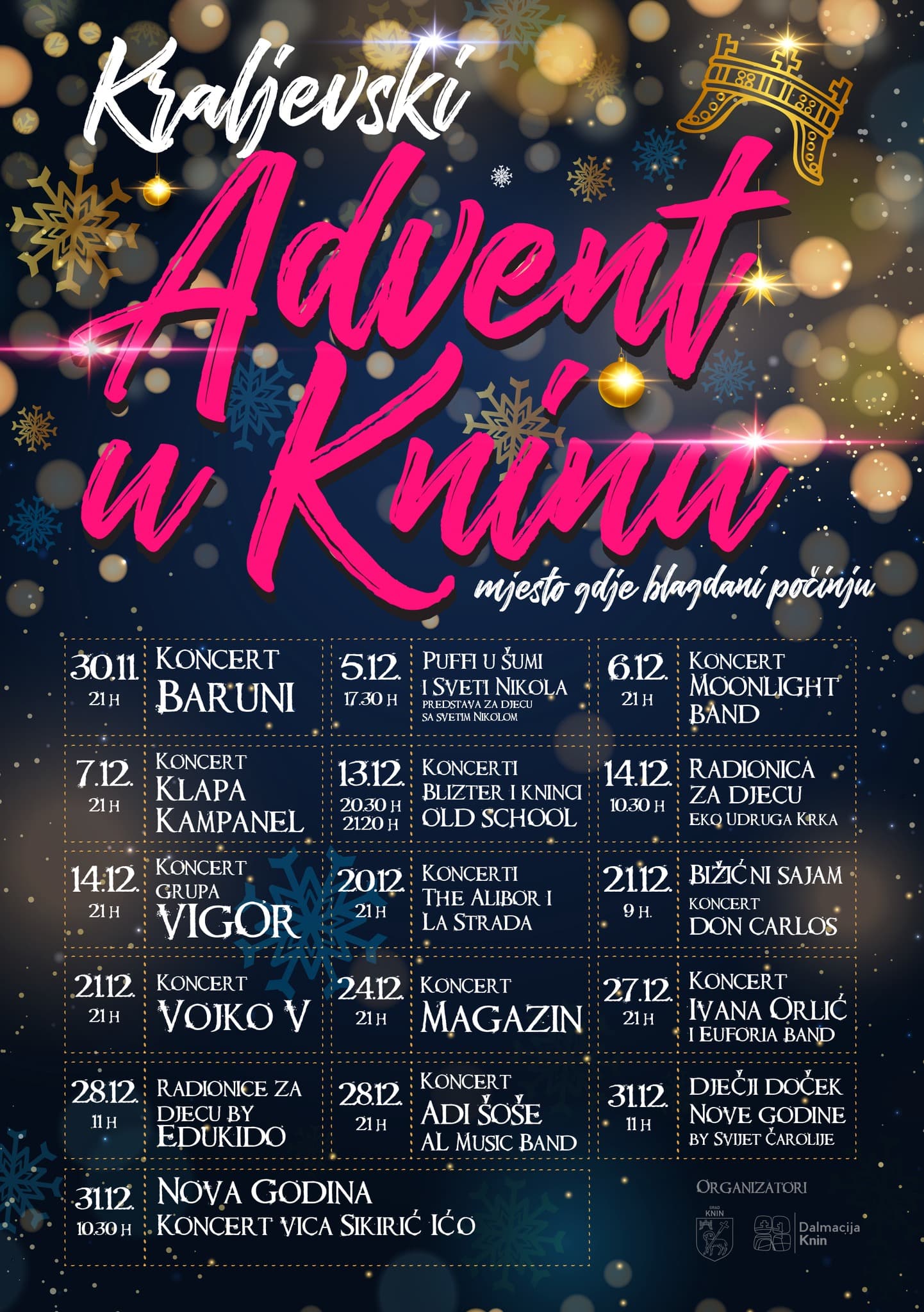 Baruni večeras otvaraju vrata blagdanske čarolije u Kninu