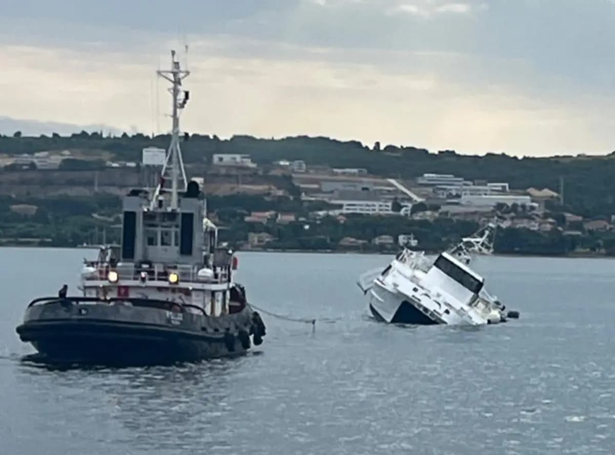 Katamaran 'Melita' priprema se za tegljenje u šibensko remontno brodogradilište