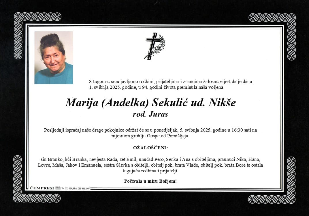 Marija (Anđelka) Sekulić ud. Nikše 